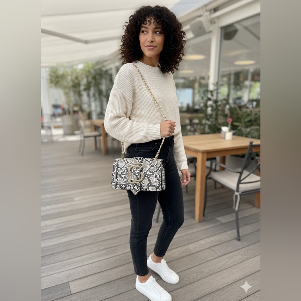 Vegan Leather Snakeskin Crossbody with Gold Hardware